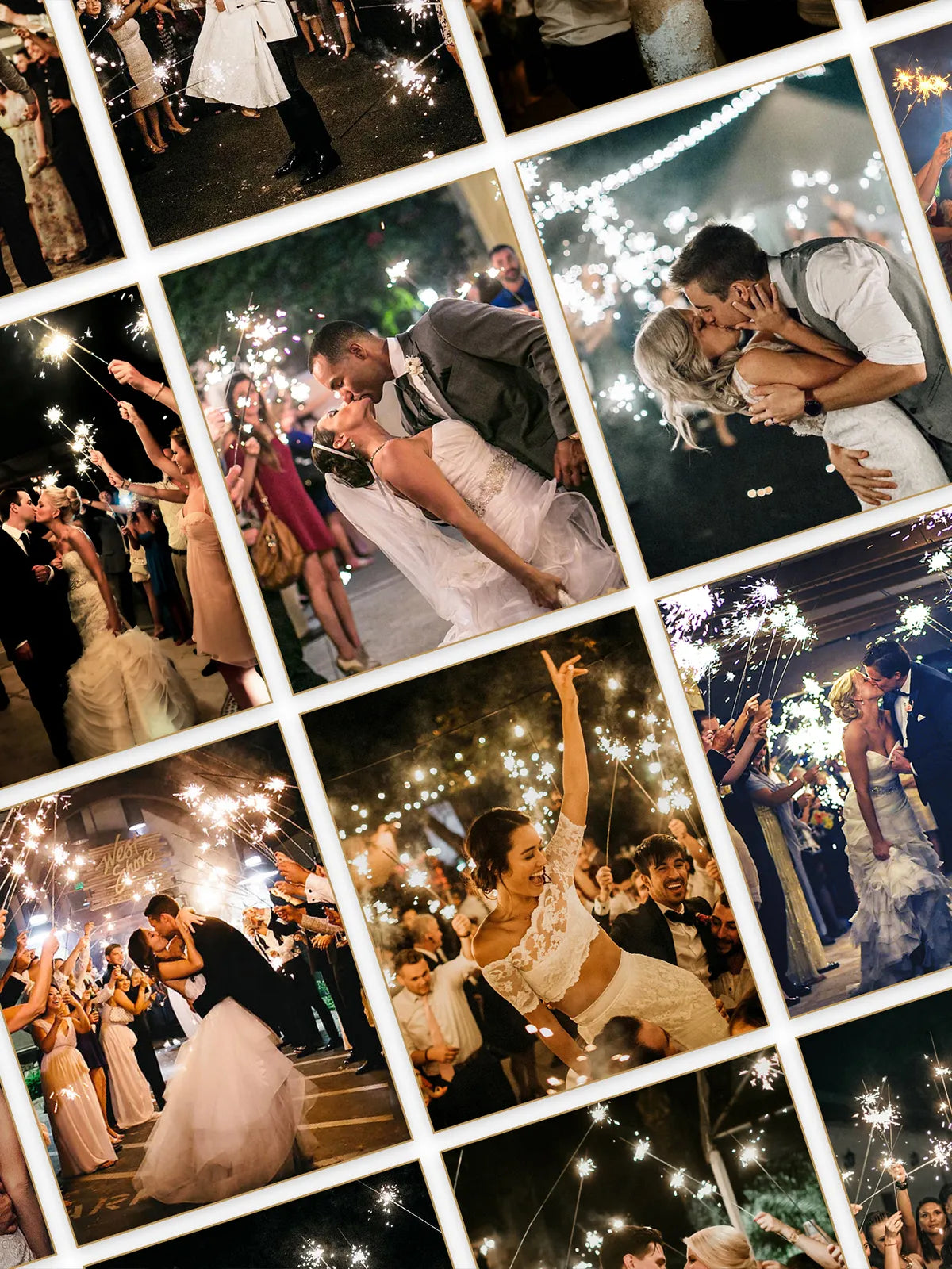 Newlyweds' enchanting send-off with sparklers for wedding celebration.