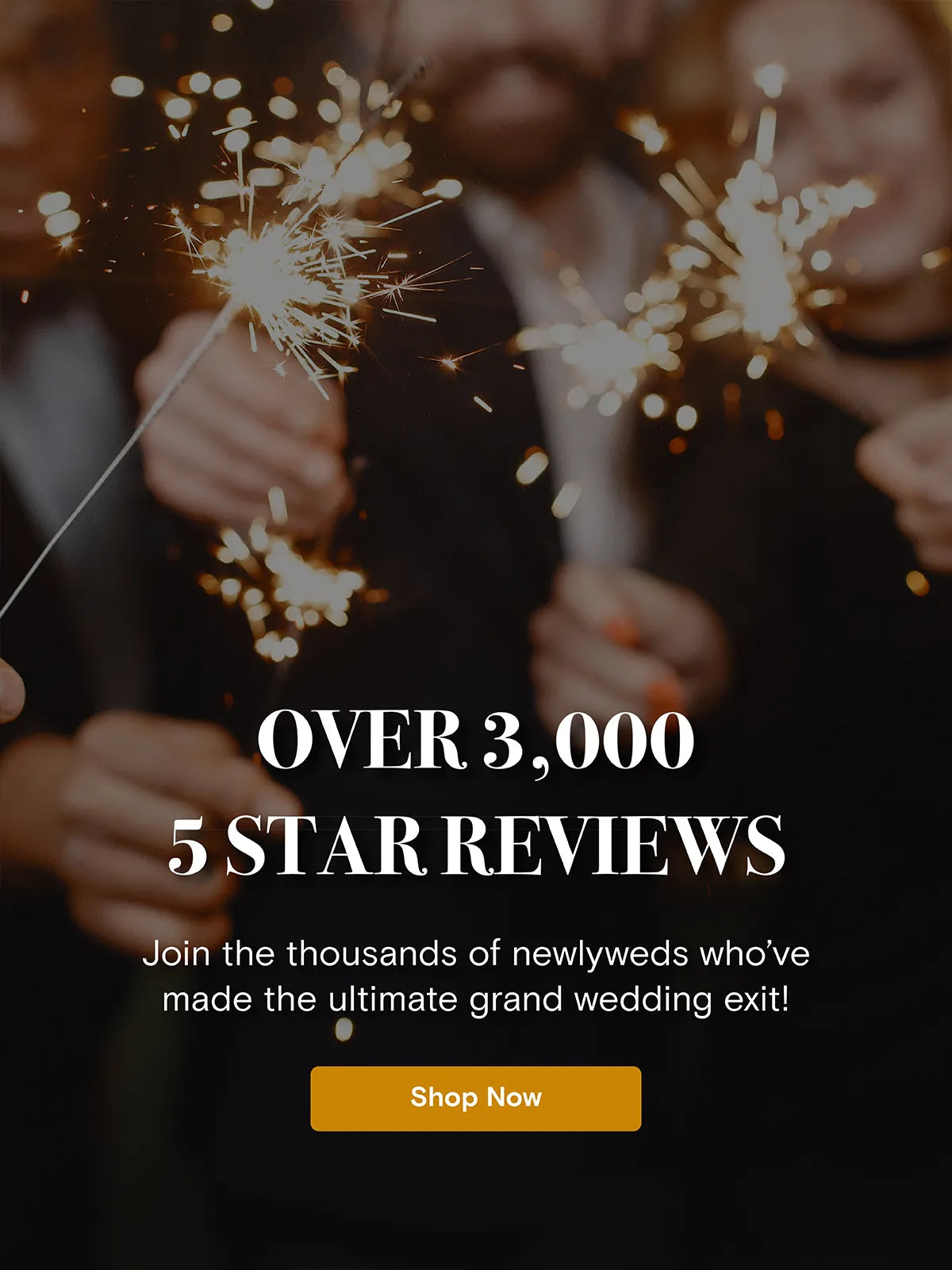 Couple enjoys their sparkling wedding send off, surrounded by guests with sparklers.