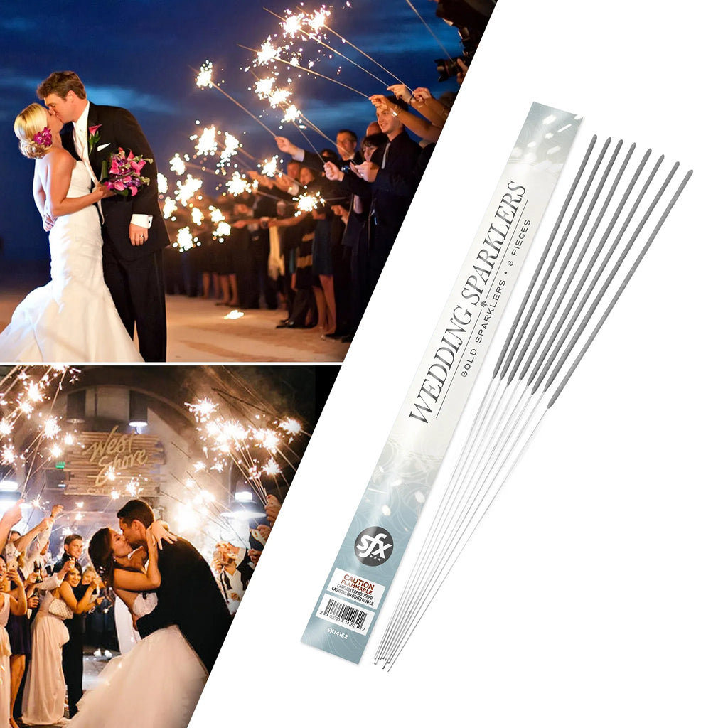 Newlyweds exiting with 36 inch wedding sparklers